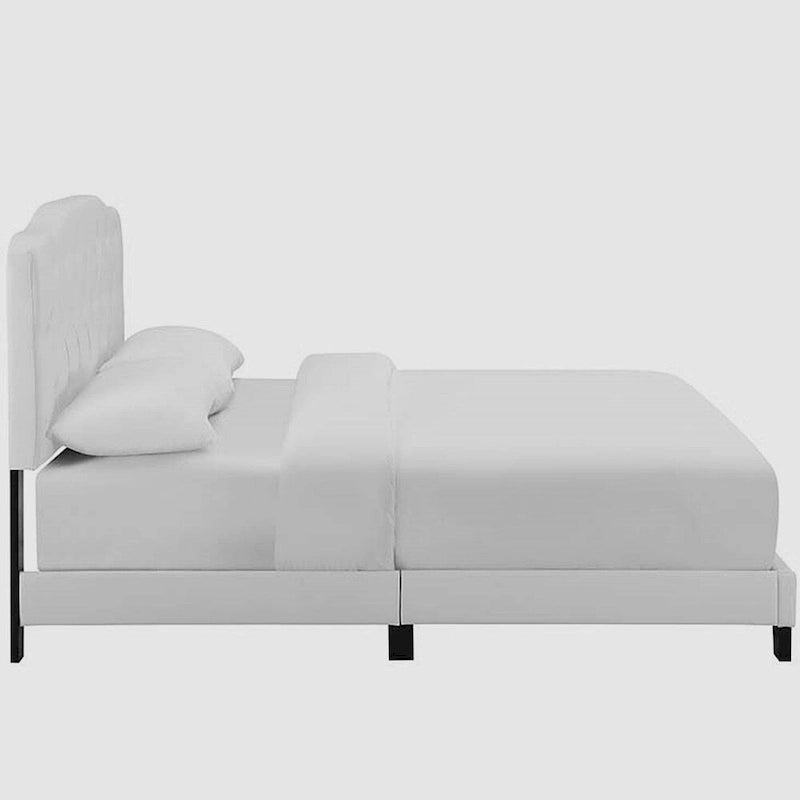 Dayton King Leather Platform Bed with Button Tufted Headboard