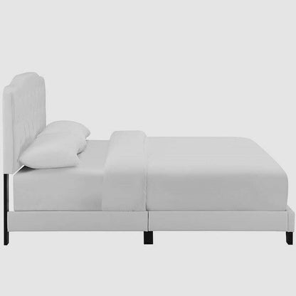 Dayton King Leather Platform Bed with Button Tufted Headboard