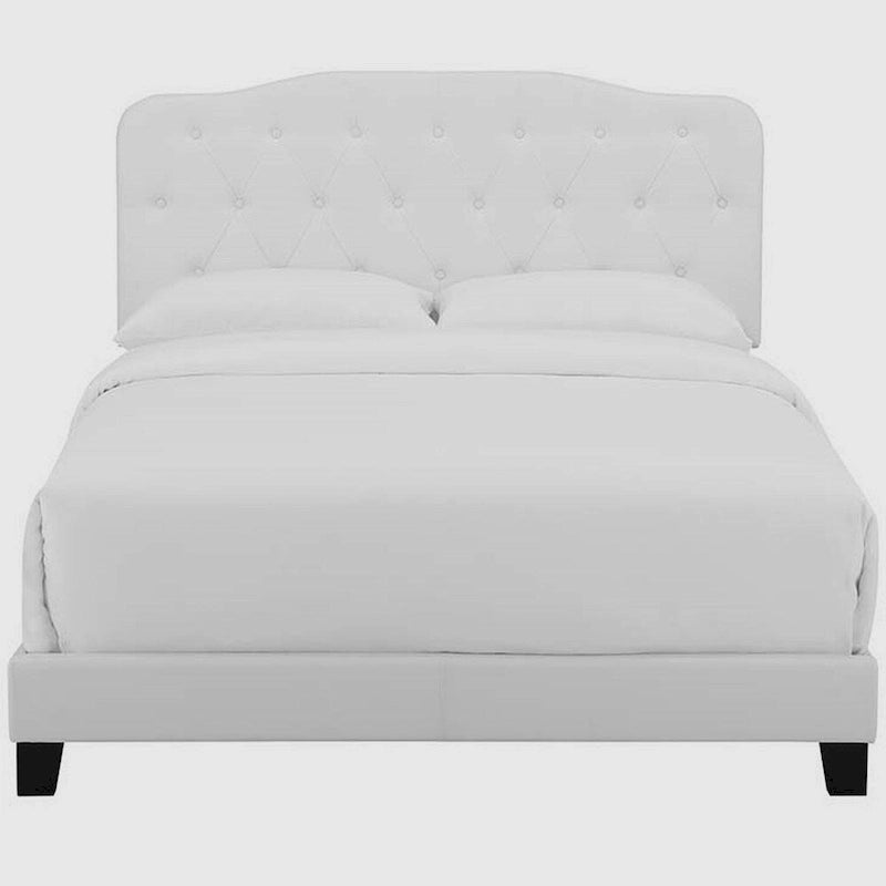 Dayton King Leather Platform Bed with Button Tufted Headboard