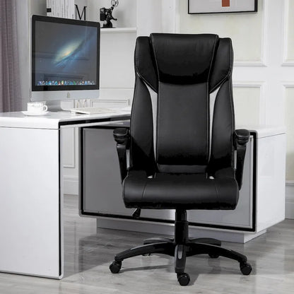 Vinsetto Ergonomic Office Chair Adjustable Height PU Leather Rocker 360? Swivel Home Task Seat, Black