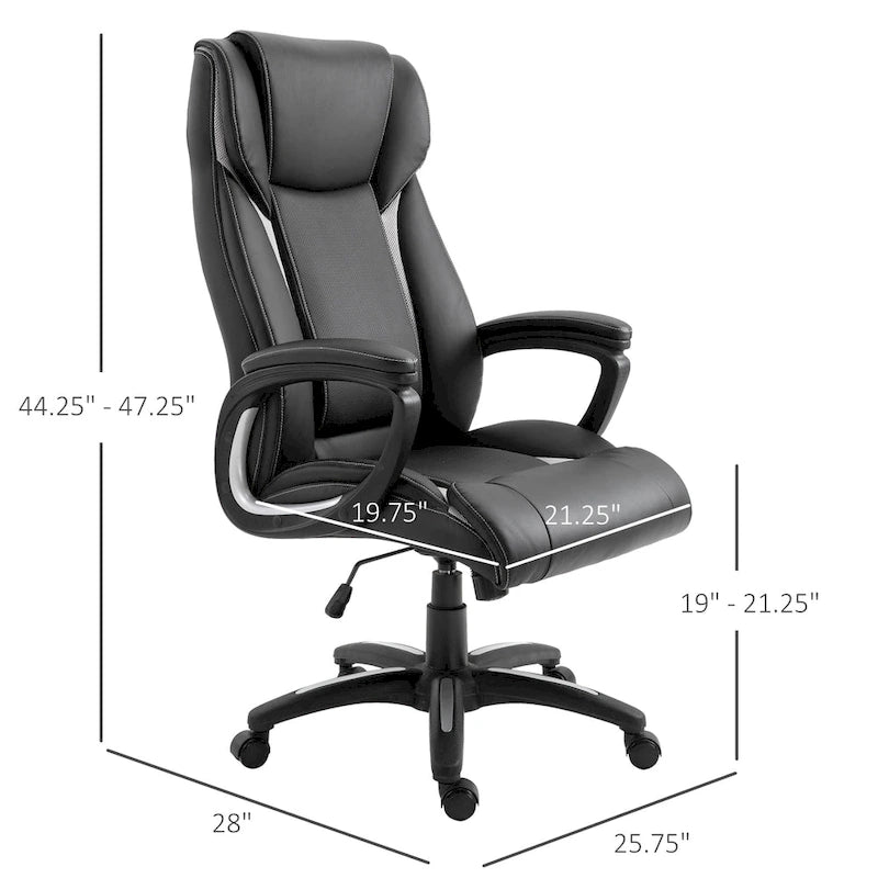 Vinsetto Ergonomic Office Chair Adjustable Height PU Leather Rocker 360? Swivel Home Task Seat, Black