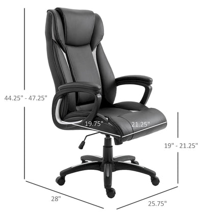 Vinsetto Ergonomic Office Chair Adjustable Height PU Leather Rocker 360? Swivel Home Task Seat, Black