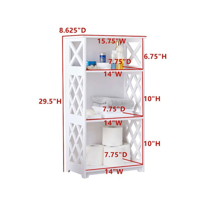 3 Tier Open Storage Shelves, for Bedroom, White
