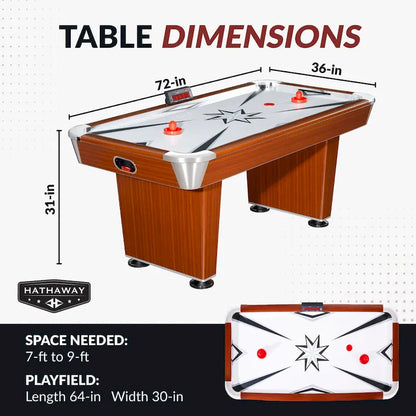 Hathaway Midtown 72-in Air Hockey Table with LED Scoring - Cherry Finish