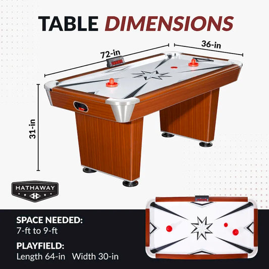 Hathaway Midtown 72-in Air Hockey Table with LED Scoring - Cherry Finish