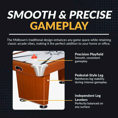 Hathaway Midtown 72-in Air Hockey Table with LED Scoring - Cherry Finish