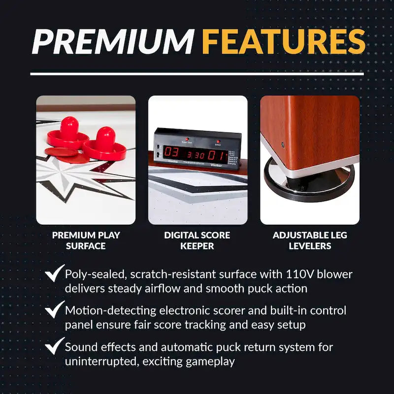 Hathaway Midtown 72-in Air Hockey Table with LED Scoring - Cherry Finish