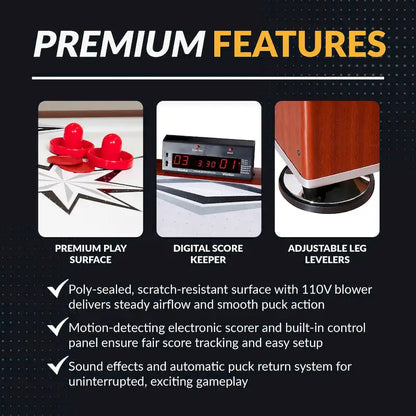 Hathaway Midtown 72-in Air Hockey Table with LED Scoring - Cherry Finish