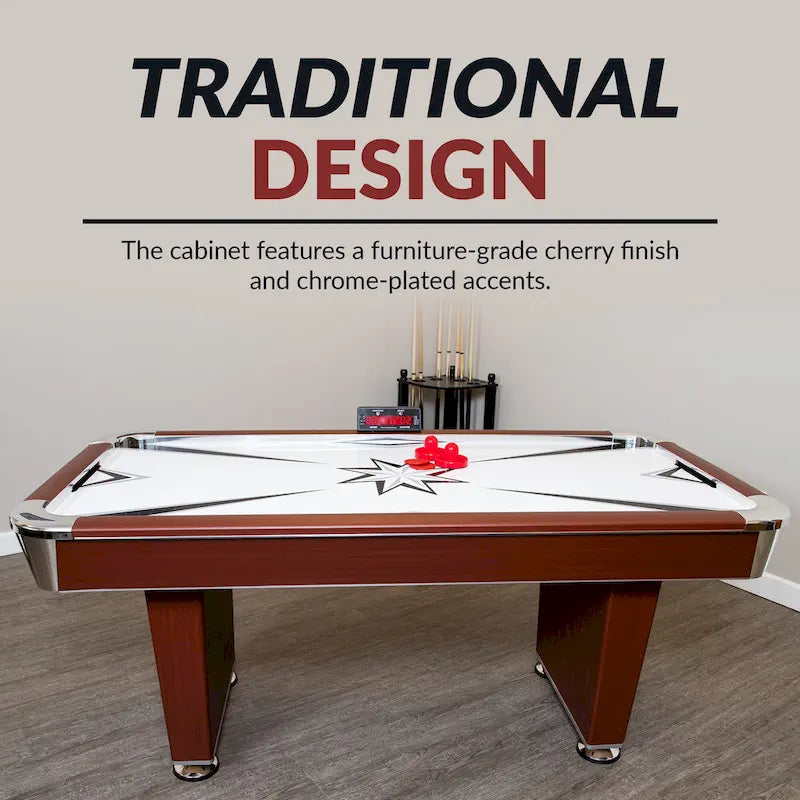 Hathaway Midtown 72-in Air Hockey Table with LED Scoring - Cherry Finish