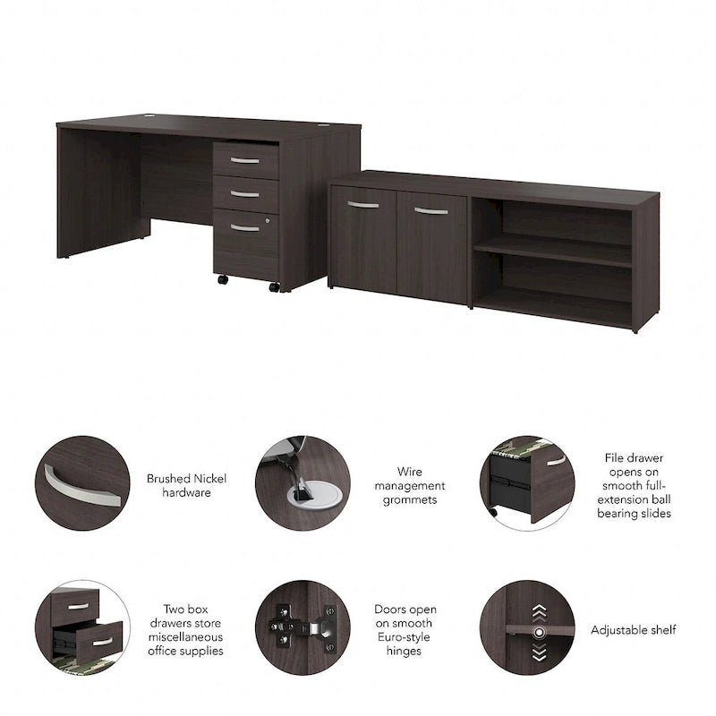 Studio C 60W Desk with Return and Cabinet by Bush Business Furniture