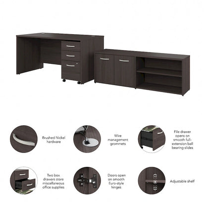 Studio C 60W Desk with Return and Cabinet by Bush Business Furniture
