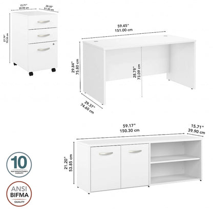 Studio C 60W Desk with Return and Cabinet by Bush Business Furniture