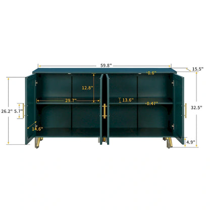 Wood TV Stand with Storage Cabinet & Adjustable Shelves - 15.70 x 60.00 x 32.30