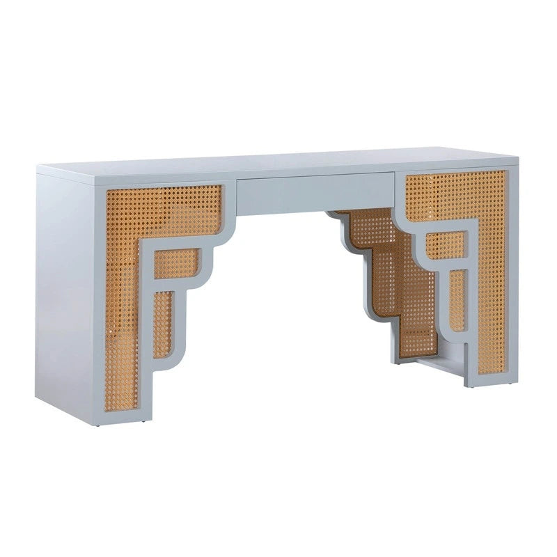 Suzie Wood and Rattan 1 Drawer Desk