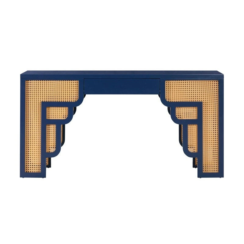 Suzie Wood and Rattan 1 Drawer Desk