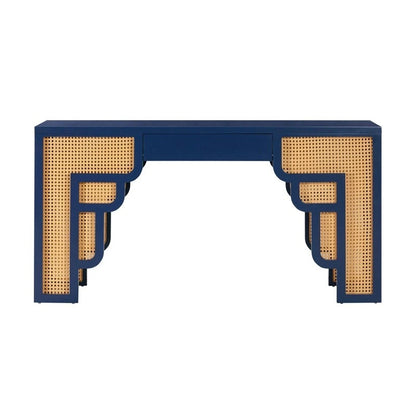 Suzie Wood and Rattan 1 Drawer Desk