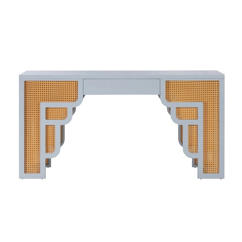 Suzie Wood and Rattan 1 Drawer Desk