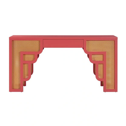 Suzie Wood and Rattan 1 Drawer Desk