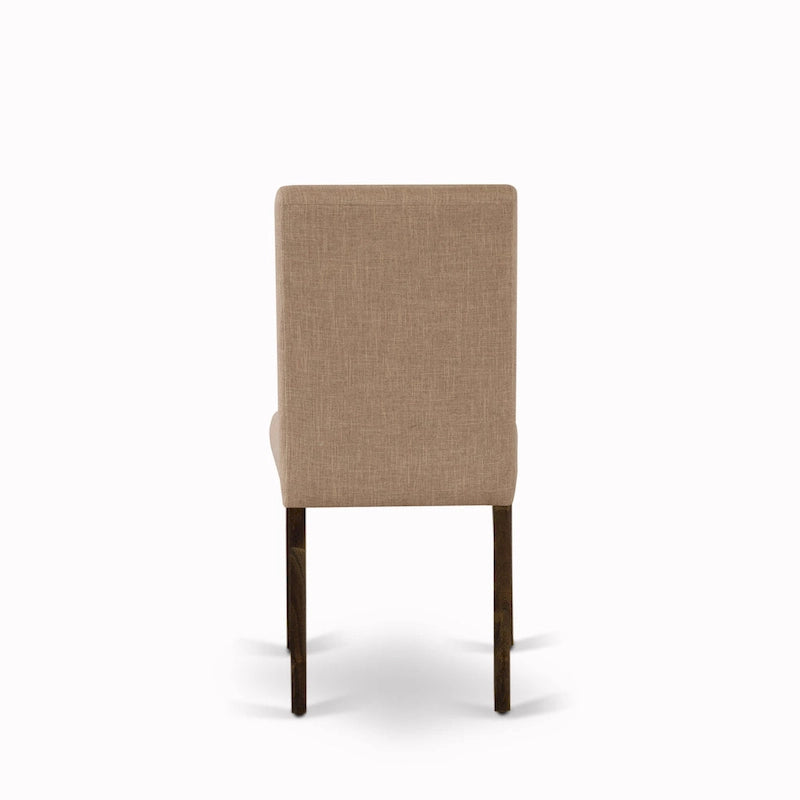 East West Furniture Dining Table Set- a Round Kitchen Table and Light Sable Parsons Chairs, Distressed Jacobean (Pieces Option)