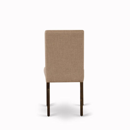 East West Furniture Dining Table Set- a Round Kitchen Table and Light Sable Parsons Chairs, Distressed Jacobean (Pieces Option)