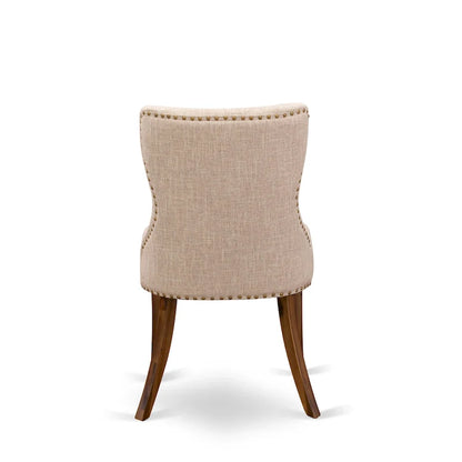 East West Furniture Dining Table Set- a Rectangle Dinner Table and Light Tan Linen Fabric Chairs, (Pieces Option)