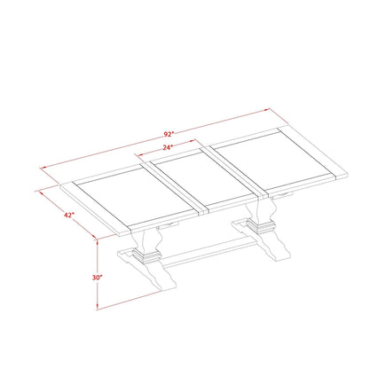 East West Furniture Dining Table Set- a Rectangle Dinner Table and Light Tan Linen Fabric Chairs, (Pieces Option)