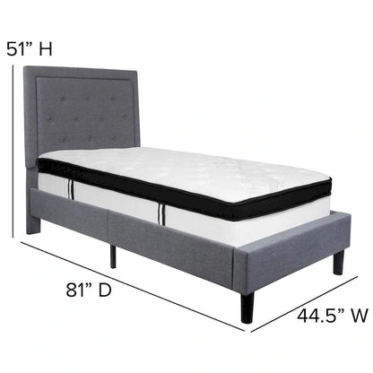 Panel Tufted Platform Bed and Memory Foam Pocket Spring Mattress