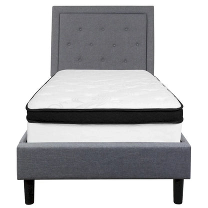 Panel Tufted Platform Bed and Memory Foam Pocket Spring Mattress
