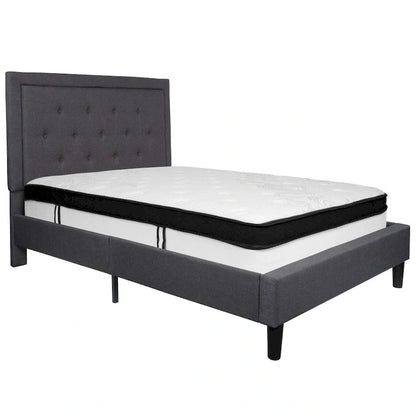 Panel Tufted Platform Bed and Memory Foam Pocket Spring Mattress