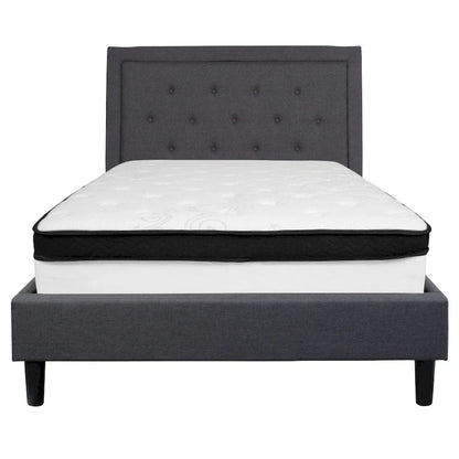 Panel Tufted Platform Bed and Memory Foam Pocket Spring Mattress