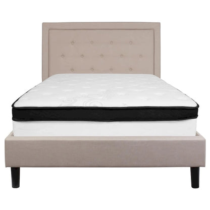 Panel Tufted Platform Bed and Memory Foam Pocket Spring Mattress