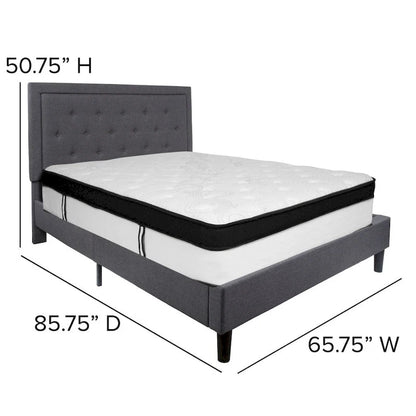 Panel Tufted Platform Bed and Memory Foam Pocket Spring Mattress