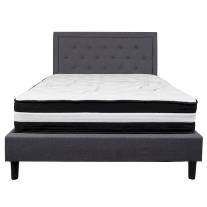 Panel Tufted Platform Bed and Memory Foam Pocket Spring Mattress