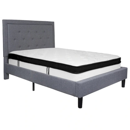 Panel Tufted Platform Bed and Memory Foam Pocket Spring Mattress