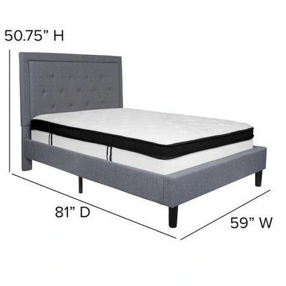 Panel Tufted Platform Bed and Memory Foam Pocket Spring Mattress