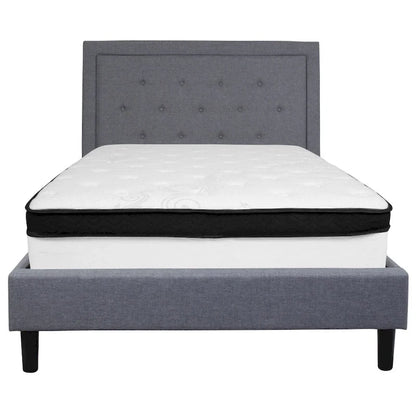 Panel Tufted Platform Bed and Memory Foam Pocket Spring Mattress