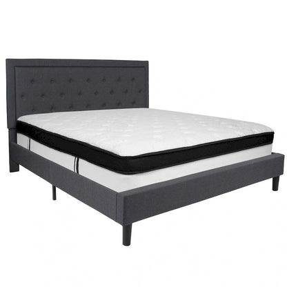 Panel Tufted Platform Bed and Memory Foam Pocket Spring Mattress