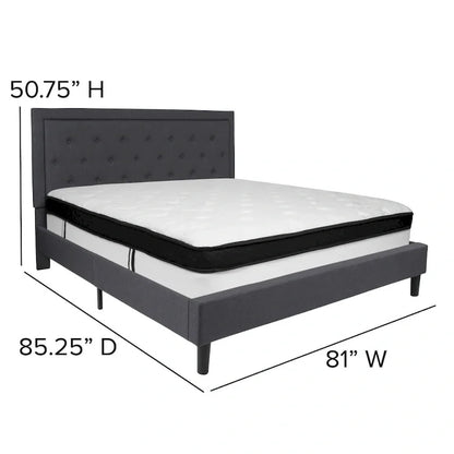 Panel Tufted Platform Bed and Memory Foam Pocket Spring Mattress