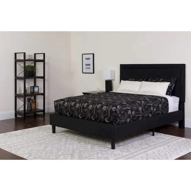 Panel Tufted Platform Bed and Memory Foam Pocket Spring Mattress