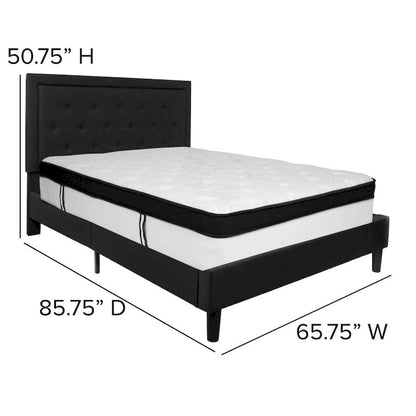 Panel Tufted Platform Bed and Memory Foam Pocket Spring Mattress