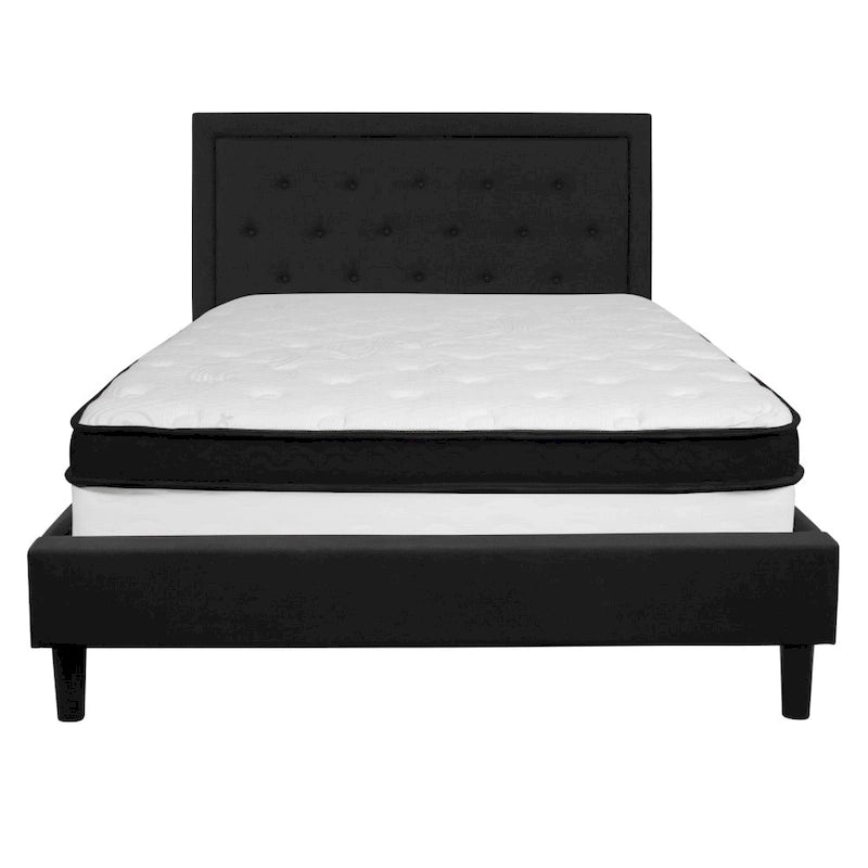 Panel Tufted Platform Bed and Memory Foam Pocket Spring Mattress