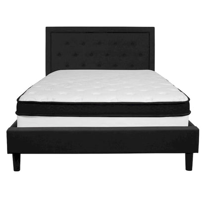 Panel Tufted Platform Bed and Memory Foam Pocket Spring Mattress