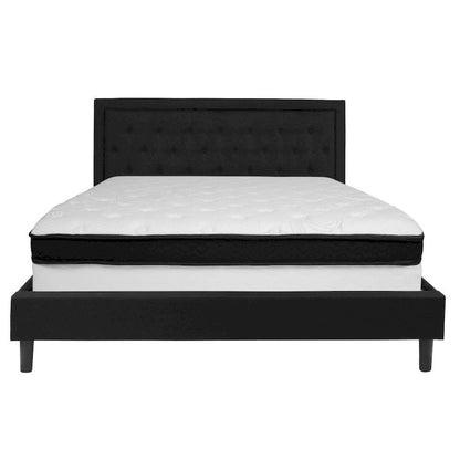 Panel Tufted Platform Bed and Memory Foam Pocket Spring Mattress