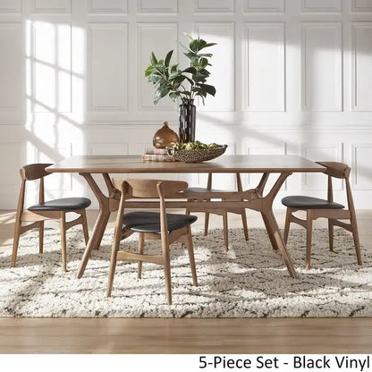Nadine Dark Walnut Finish Rectangular Dining Set - Curved Back Chairs by iNSPIRE Q Modern