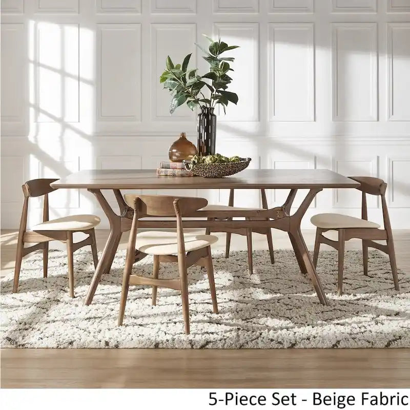 Nadine Dark Walnut Finish Rectangular Dining Set - Curved Back Chairs by iNSPIRE Q Modern
