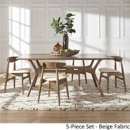 Nadine Dark Walnut Finish Rectangular Dining Set - Curved Back Chairs by iNSPIRE Q Modern