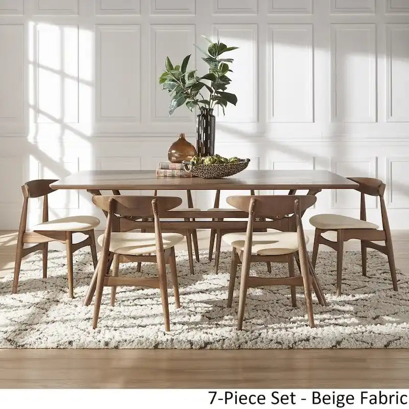 Nadine Dark Walnut Finish Rectangular Dining Set - Curved Back Chairs by iNSPIRE Q Modern