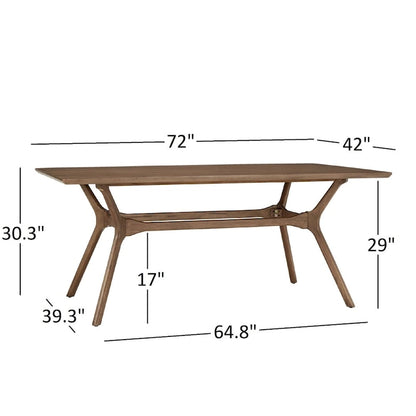 Nadine Dark Walnut Finish Rectangular Dining Set - Curved Back Chairs by iNSPIRE Q Modern