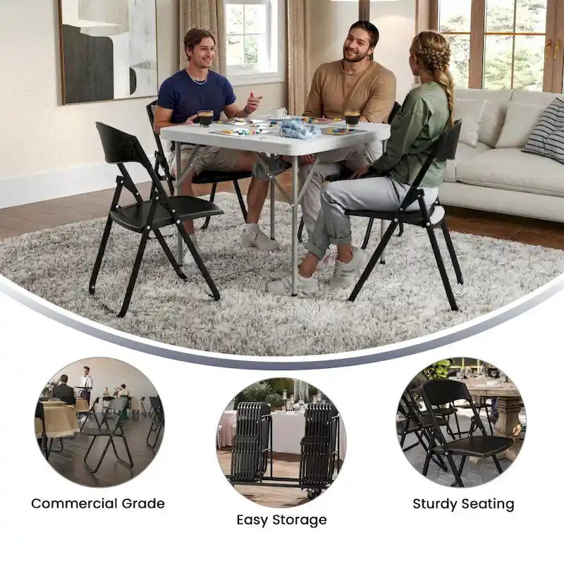 2 Pack 500 lb. Capacity Heavy Duty Plastic Folding Chair