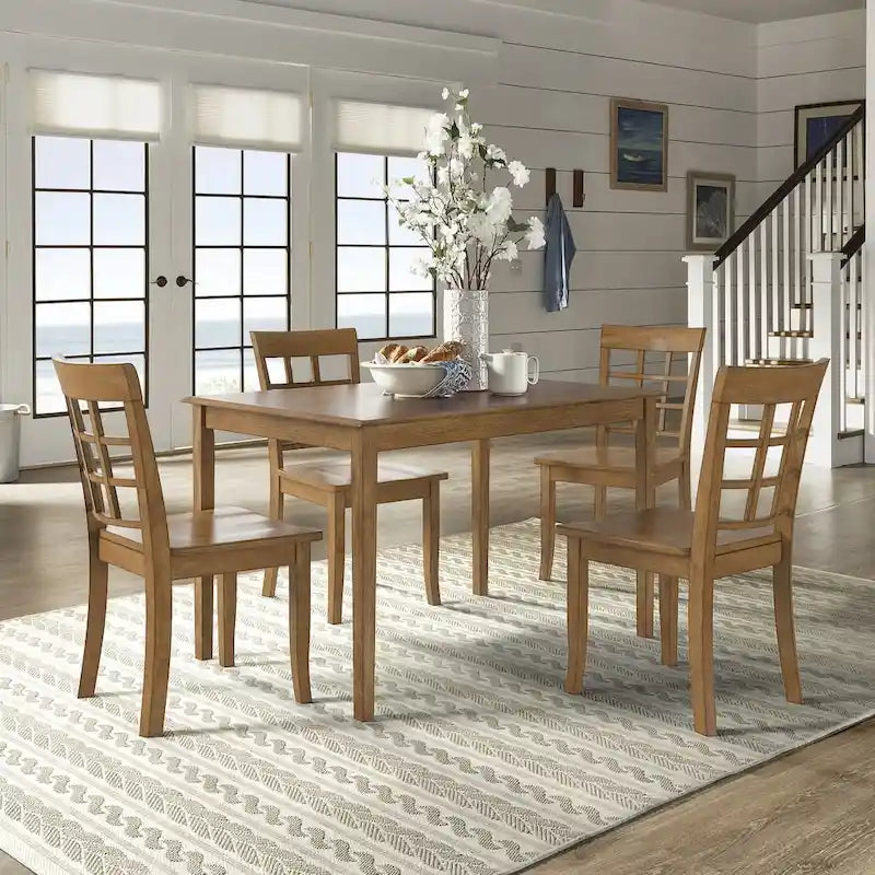 Wilmington II 48-Inch Rectangular Oak Finish 5-Piece Dining Set by iNSPIRE Q Classic